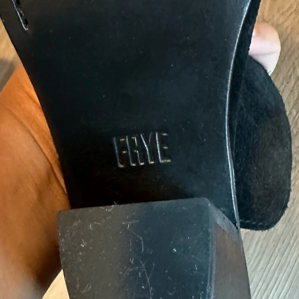 Frye Black Courtney Sling Black Suede
Peep Toe Heeled Sandal - Picture 12 of 14